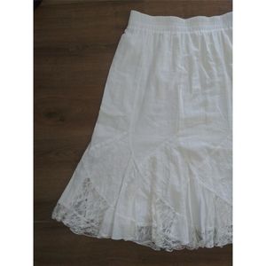 White Boho Style A-line Skirt w/ Lace by Krazy Kat